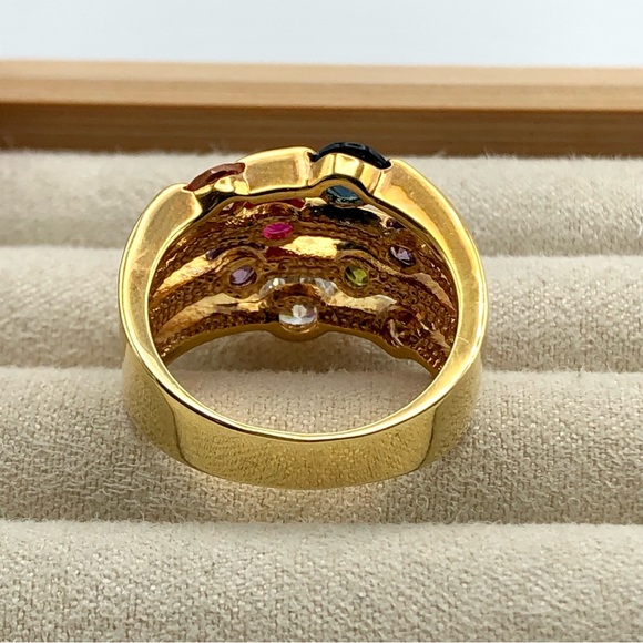 Fashion Jewelry Multicolor Gemstone Gold Ring - Picture 9 of 16